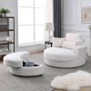 [Video] Welike Swivel Accent Barrel Modern Sofa Lounge Club Big Round Chair with Storage Ottoman Linen Fabric for Living Room Hotel with Pillows