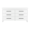 Hms 6 Drawer Double Dresser, Four Legs, Superior Top -White
