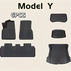 Floor Mats for Model Y 2024 2023-2020 Custom Fit All Weather Durable TPE Automotive Interior Cargo Liners Trunk Mats Accessories for Model Y 5-Seat (N