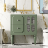 Retro Style 30'' Bathroom Vanity with Resin Sink Combo, Freestanding Single Vanity with 2 Drawers, Solid Wood Frame Bathroom Storage Cabinet, Green