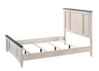 1pc Rustic Industrial Style Brown Finish Queen Size Panel Bed w Built in Bench Footboard Solid Wood Wooden Bedroom Furniture
