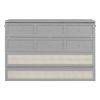 Queen Murphy Bed with Large Drawers,Gray