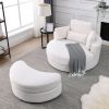 [Video] Welike Swivel Accent Barrel Modern Sofa Lounge Club Big Round Chair with Storage Ottoman Linen Fabric for Living Room Hotel with Pillows