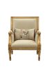 ACME Daesha Accent Chair & Pillow in Tan Flannel & Antique Gold 50838
