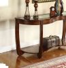 Dark Cherry 1pc Sofa Table Open Bottom Shelf Glass Insert Top Cocktail Table Living Room Furniture