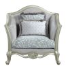 ACME Qunsia Chair w/2 Pillows, Light Gray Linen & Champagne Finish LV01119