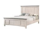 1pc Rustic Industrial Style Brown Finish Queen Size Panel Bed w Built in Bench Footboard Solid Wood Wooden Bedroom Furniture