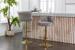 COOLMORE Swivel Bar Stools Set of 2 Adjustable Counter Height Chairs with Footrest for Kitchen, Dining Room 2PC/SET