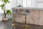COOLMORE Swivel Bar Stools Set of 2 Adjustable Counter Height Chairs with Footrest for Kitchen, Dining Room 2PC/SET