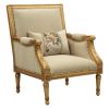 ACME Daesha Accent Chair & Pillow in Tan Flannel & Antique Gold 50838
