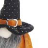 Set of 2, 6.3x4.3x16" Fabric Standing Orange Gnome W/Black Gnome & Holding Banner, for Halloween Decor