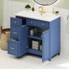 36-inch Bathroom Vanity, Transitional Style Bathroom Cabinet with Resin Sink, Navy Blue Single Bathroom Cabinet