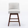 Counter Height Swivel Barstools, 26'' H Seat Height Upholstered Bar Stools Set of 2, Fabric in Ivory