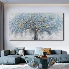 Hand Painted Oil Painting Oil Painting on Canvas Tree Blue Abstract Trees Landscape Modern Oil Painting Original Hand Painted Painting Modern Art (Style: 01, size: 70X140cm)