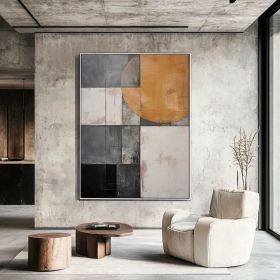 Modern Geometric Abstract Figure Wall Art – abstract art geometric wall art modern art Hand Painted Oil Painting (Style: 01, size: 60X90cm)