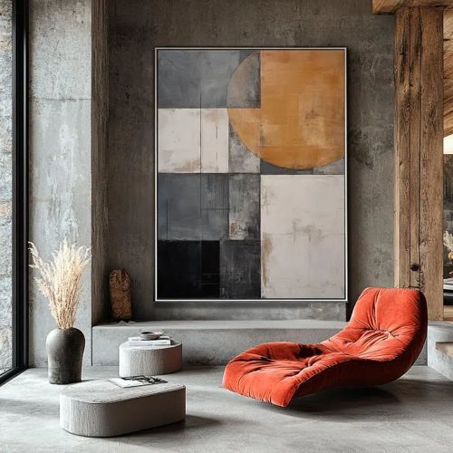 Modern Geometric Abstract Figure Wall Art – abstract art geometric wall art modern art Hand Painted Oil Painting
