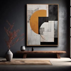 Geometric Gray and Orange Abstract Art Minimalist Midcentury Modern Figure Wall Art Decor for Elegant Homes Hand Painted Oil Painting (Style: 01, size: 50X70cm)