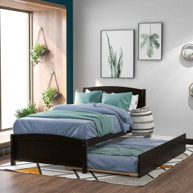 Twin size Platform Bed with Trundle (Color: Espresso)