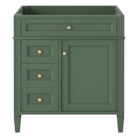 30'' Bathroom Vanity without Top Sink, Modern Bathroom Storage Cabinet with 2 Drawers and a Tip-out Drawer (NOT INCLUDE BASIN) (Color: Green, Material: Solid Wood+MDF+Resin)