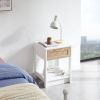 15.75" Rattan End table with drawer, Modern nightstand, side table for living room, bedroom