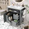 30'' Bathroom Vanity with Top Sink, Modern Bathroom Storage Cabinet with 2 Drawers and a Tip-out Drawer, Single Sink Bathroom Vanity