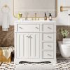 36'' Bathroom Vanity with Resin Sink Combo, Solid Wood Frame Bathroom Storage Cabinet, Freestanding Vanity Set with 3 Drawers& Adjustable Shelf