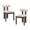 Wooden Dining Chairs Set of 2, Modern Boucle Upholstered Kitchen Side Chairs