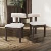 Wooden Dining Chairs Set of 2, Modern Boucle Upholstered Kitchen Side Chairs